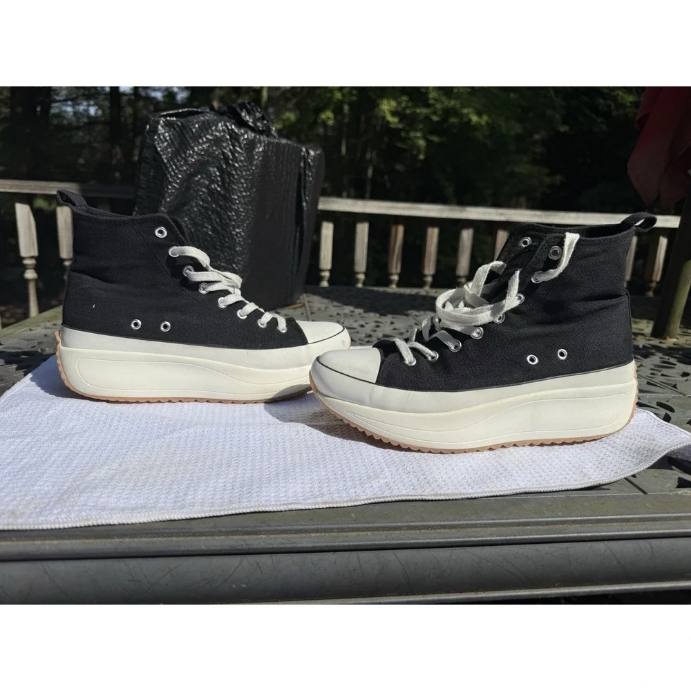 Madden Girl Winnona Black Canvas High Top Platform Sneakers Shoes Womens Size 9